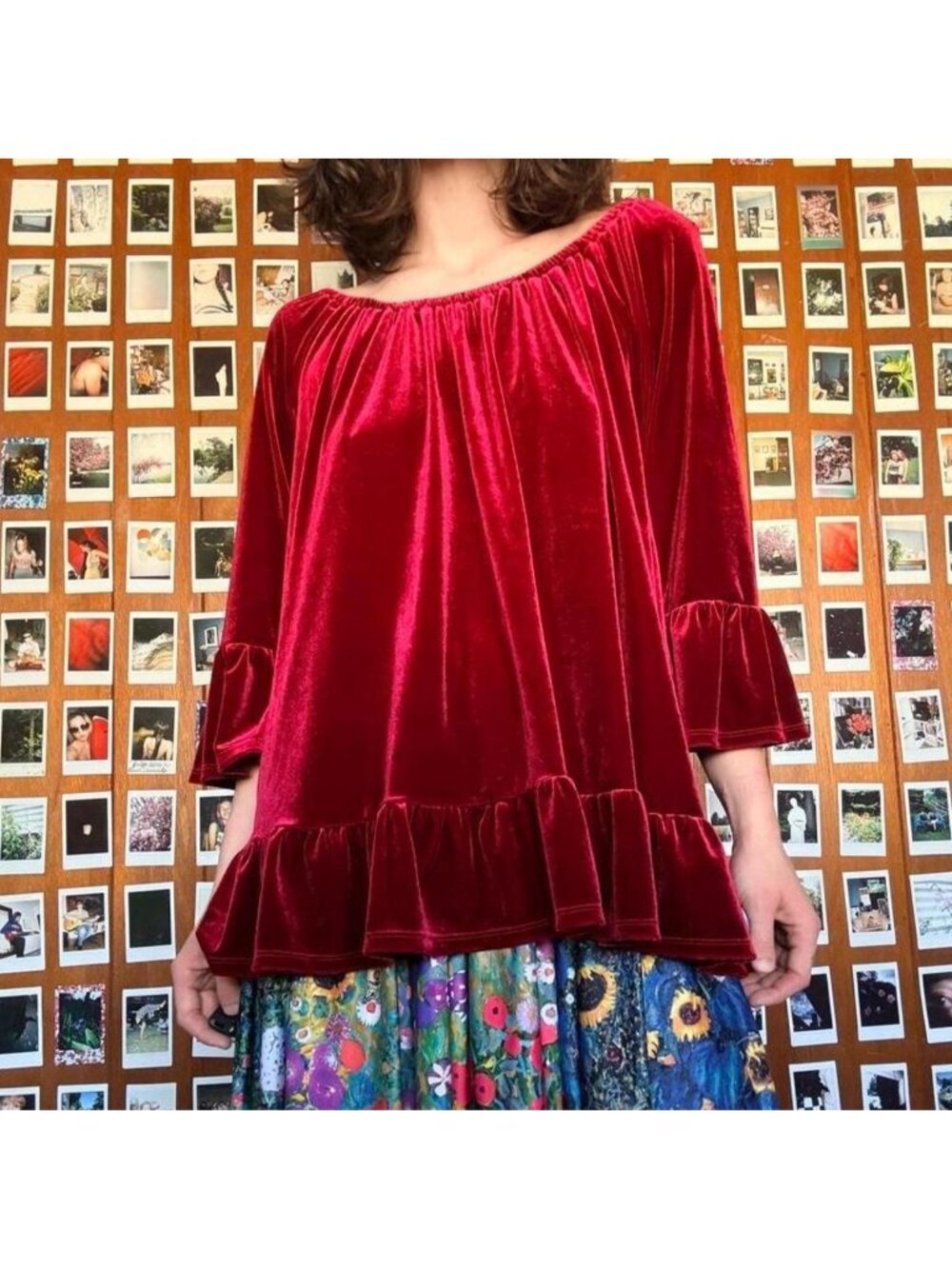 Red Velvet Ruffle Top - Picture 5 of 7